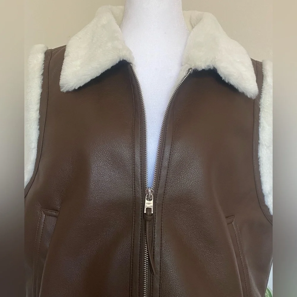 Marc New York Cream Shearling Vest‎ women size medium